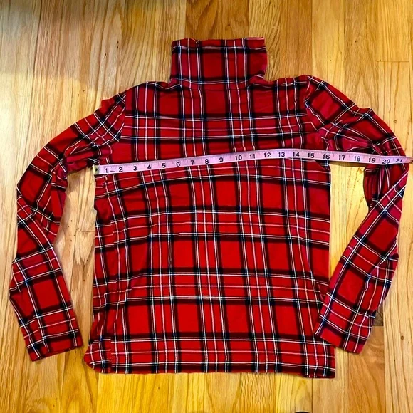 Loft Red Plaid Turtleneck, Size Small - Picture 3 of 5